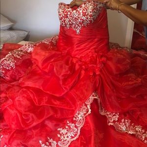 Red quinceañera dress